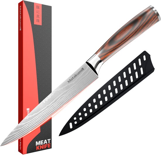 Matakumi Koksmes met Damascus Print - Japanese style Messen - Slagersmes - Keukenmes - Japanse Messen