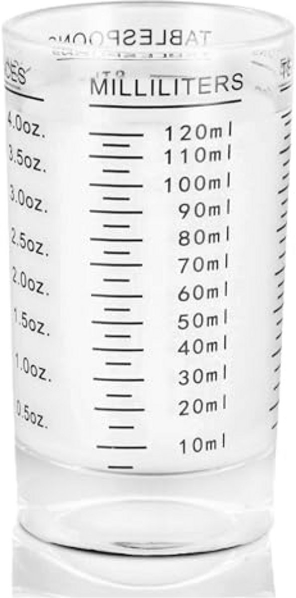 Glazen Maatbeker 120 ml - Hittebestendig en Compact voor Dranken en Cocktails