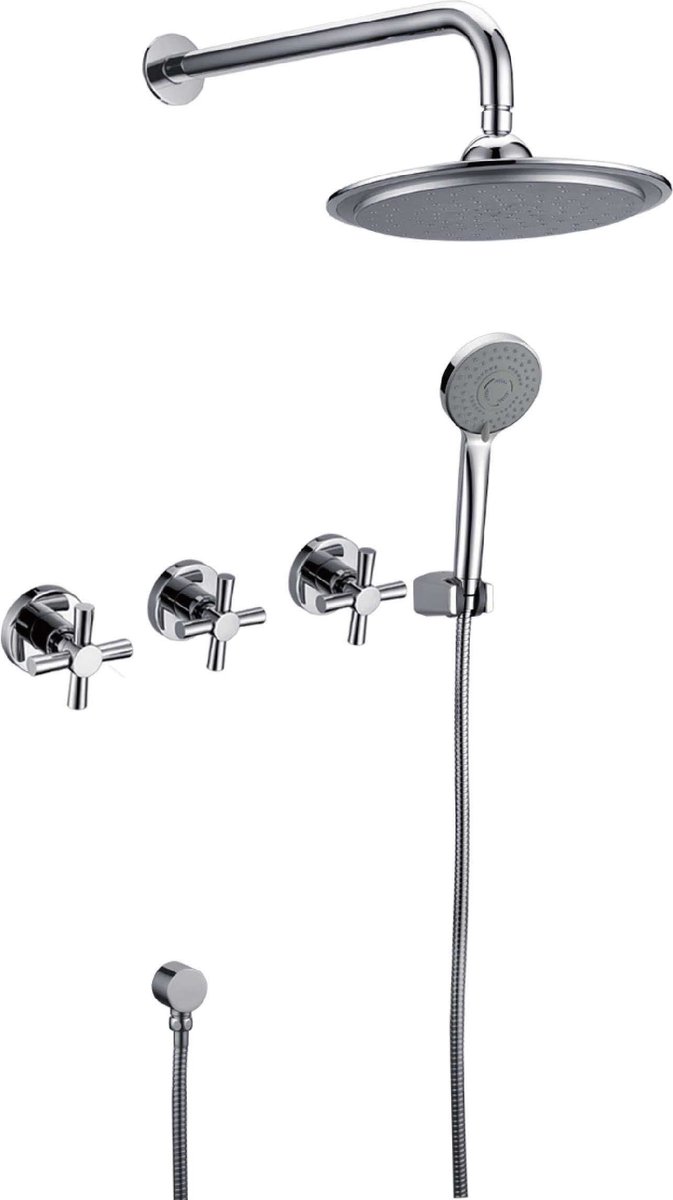 Hudor Douchecabine Compleet SC412 Erymanthe - Chroomkleurige Douche Cabine - Inbouw Design met Ronde Douchekop - Premium Messing