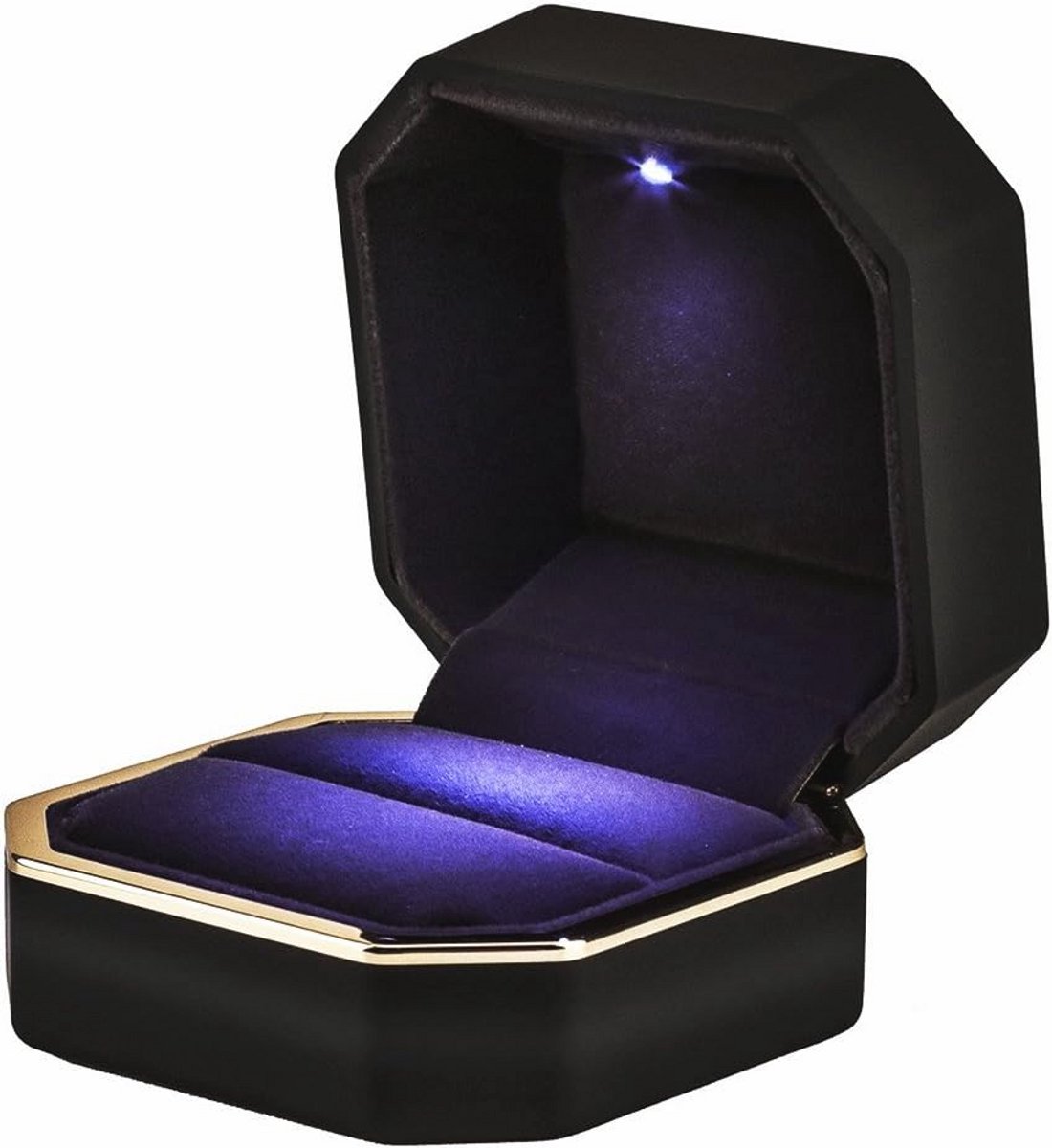 Luxe Ringdoos met LED Licht voor Verloving - Vierkante Velours Juwelendoos