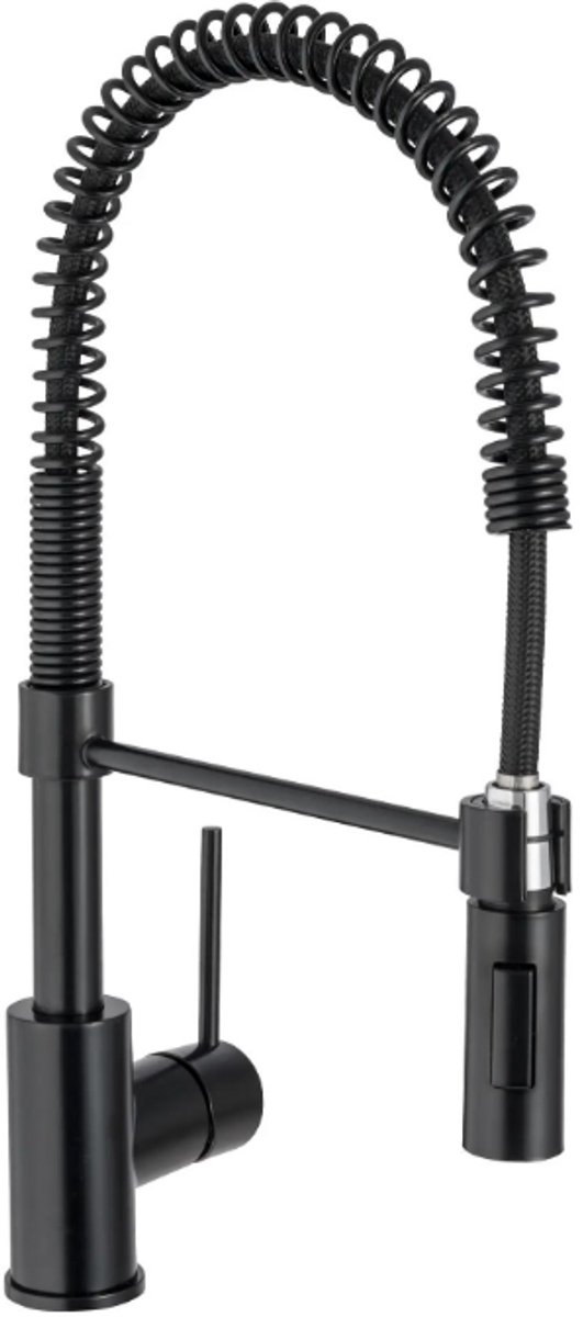 Hudor Keukenkraan Zwart met Uittrekbare Uitloop - Draaibare Keuken Kraan Messing Noir - Céphise Collectie 010