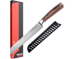 Matakumi Broodmes met Damascus Print - Japanese style Broodmes Gekarteld - keukenmes - Keukenmes - Japanse Messen - Broodmessen