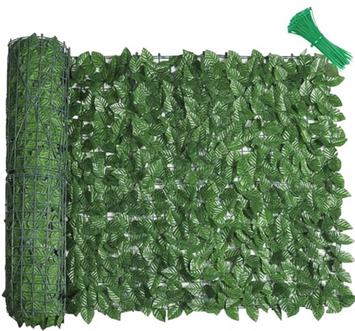 Kunsttuinhek voor buiten - Balkonafdekking met synthetische bladeren en inkijkbescherming, 2 x 9m