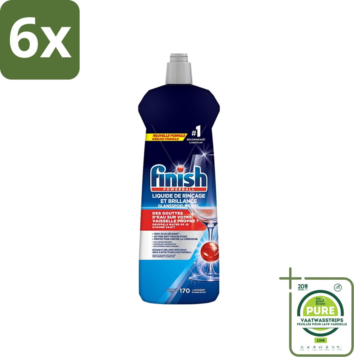 Finish – Glansspoelmiddel – Citroen – 800 ml - Voordeelverpakking - 6 stuks - Glansmiddel - Vaatwasser