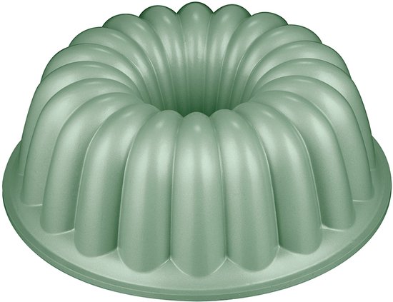 Gietaluminium tulbandvorm in matgroene kleur met 18 verticale ribbels.