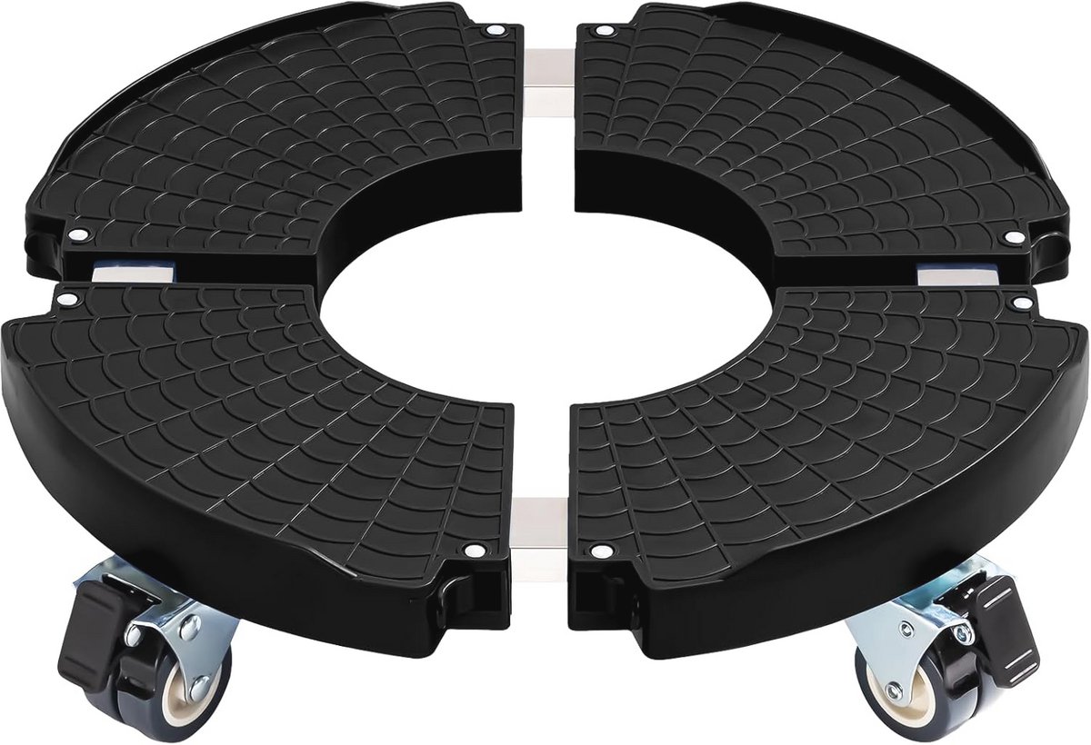 Verstelbare Plant Caddy met Wielen - 420 lbs Capaciteit, Zwart