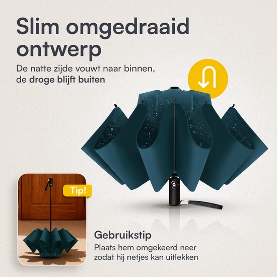 NovaQ Stormparaplu Opvouwbaar met Beschermhoes - Grote Paraplu 110 CM - Forrest Green - Automatisch Uitklapbaar - Windproof tot 100 KM P/U