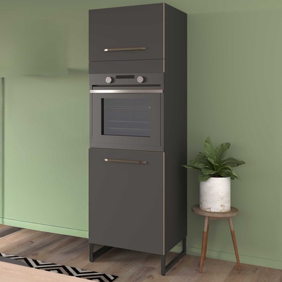 Meuble colonne Wade avec espace pour four - anthracite - Parisot - Meubles micro-ondes - Anthracite - Mélamine|Panneaux de particules - Meubles micro-ondes