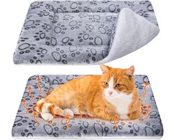 1 Stuk Warmtemat voor Huisdieren - Verwarmingsmat Huisdieren - 61 x 41 cm - Zelfverwarmende Mat voor Bed - Warme Mat voor Huisdieren - Warmtemat kat - Warmtemat hond - Geïsoleerd - Antislip - Geschikt voor Herfst en Winter - Grijze