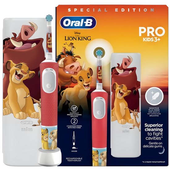 Oral-B Vitality Pro Kids – Elektrische Tandenborstel – Lion King – 2 Poetsstanden – Reisetui
