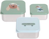 Boîte à friandises pour chien Lässig Tiny Team - 3 pièces - Acier inoxydable - Vert