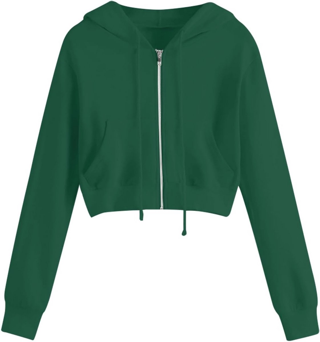 Trendy Dames Hoodies met Rits en Lange Mouwen - Bijgesneden Sweatshirts 2023
