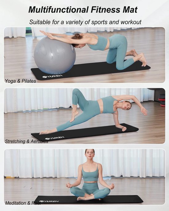 Dikke Yogamat 183×61cm - 15mm NBR Antislip Sportmat voor Yoga en Pilates met Tas — afbeelding 4