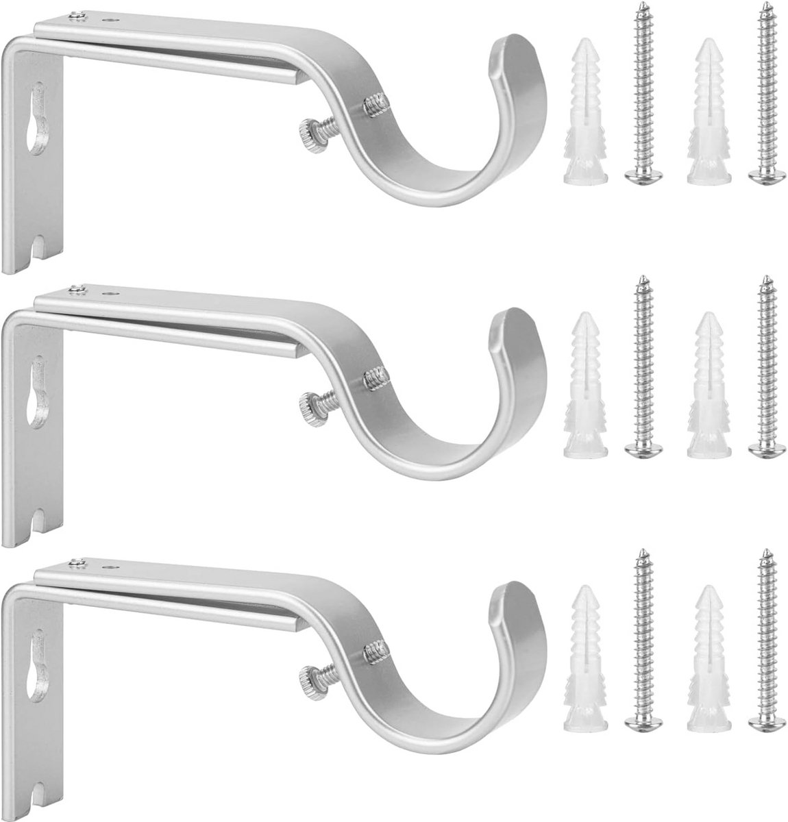 Set van 3 verstelbare zware gordijnroede beugels - Gordijnroede opknoping voor 1 inch staaf
