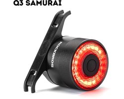 ROCKBROS Q3 Samurai - Smart Brake Fietsachterlicht - Automatisch LED Achterlicht met Bewegings- & Remsensor - Waterdicht IPX5 - USB-C Oplaadbaar - Geschikt voor MTB, Racefiets, Zadelpen & Zadelrail - High-Visibility Fietsverlichting