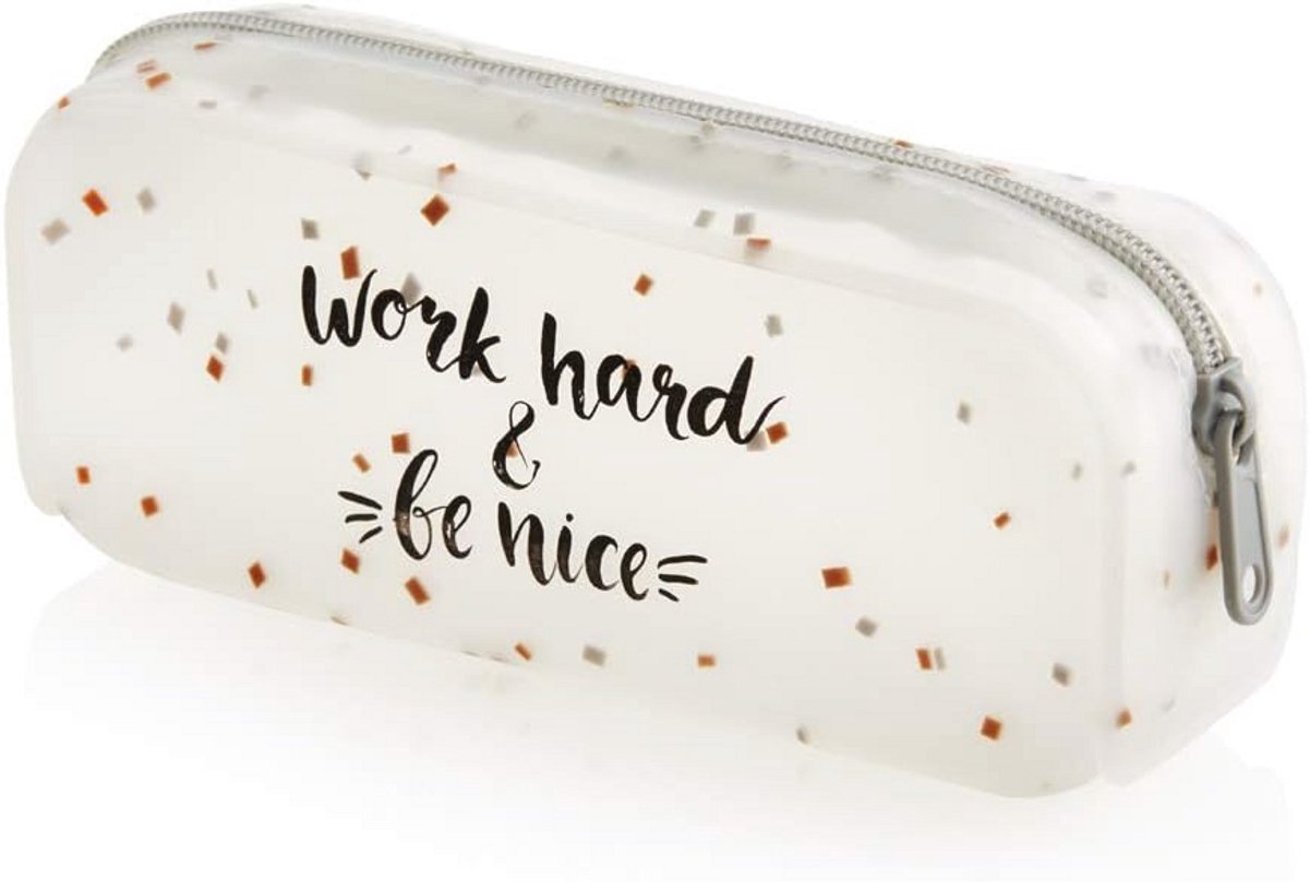 Ronde siliconen etui met rits in Mellow Grey – Gemakkelijk te reinigen, groot formaat (175 x 70 x 50 mm)