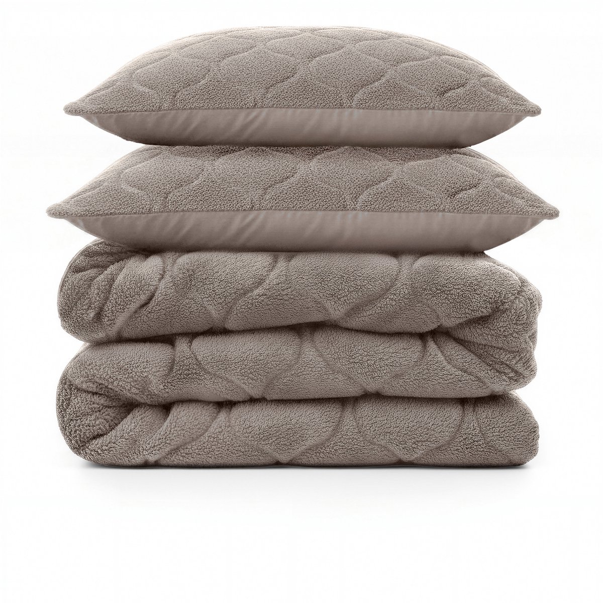 Sleeptime 2 in 1 Teddy Premium Dekbed zonder Overtrek - Dekbed Inclusief Slopen - 200 x 200 cm - Taupe/Grijs