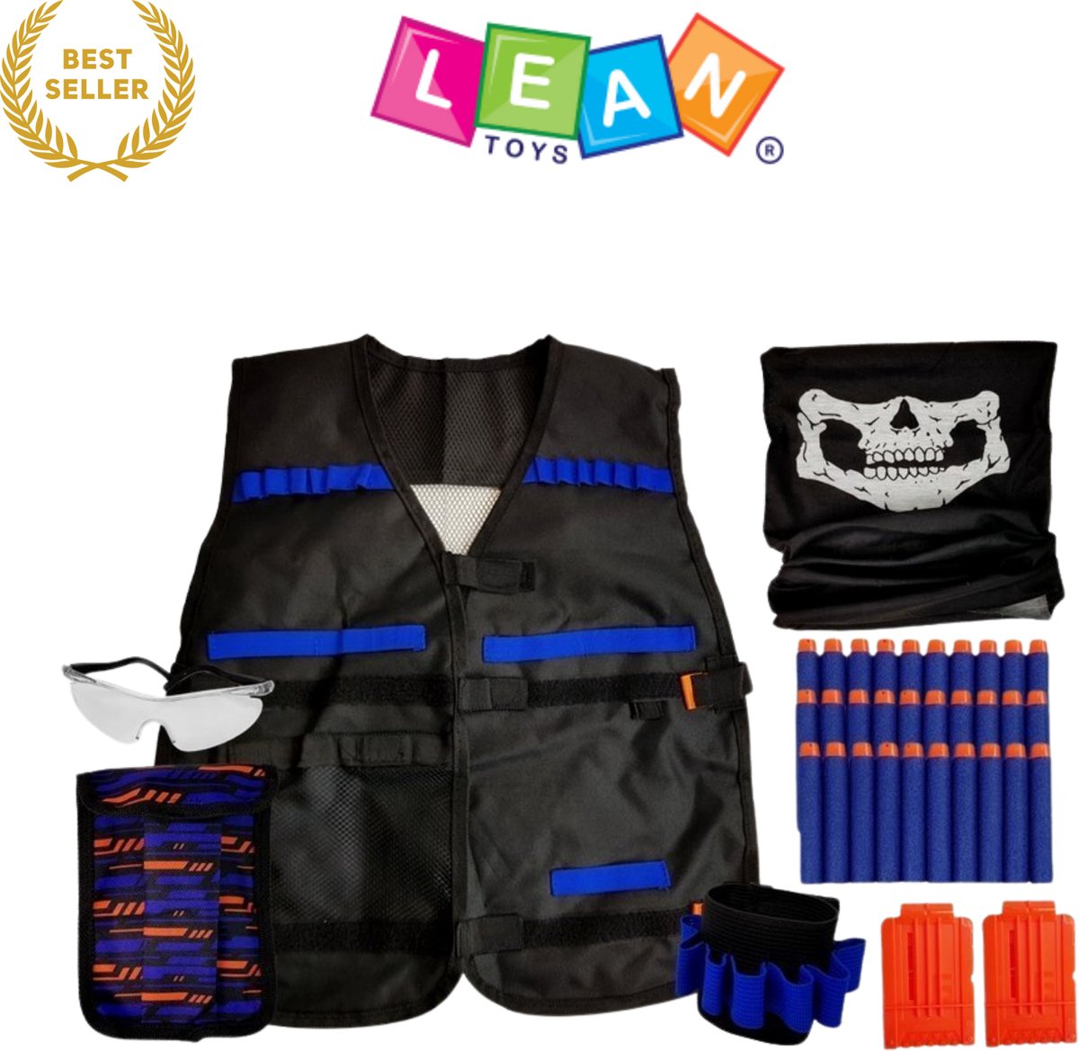 CommandoSet Kinder Commando Verkleedset Met Vest, Bril, Sjaal, Holster, Foam Patronen en Accessoires – Realistisch Speelgoed Kostuum voor Rollenspel, Carnaval en Verkleedfeest – Compleet Militair Speelset – Tactische Outfit Voor Kinderen XS Met Ebook