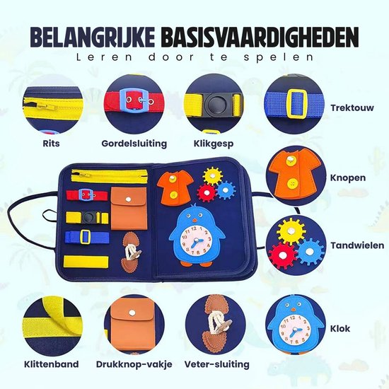 Kiddel Busy Board Oceaan - Montessori speelgoed 2 jaar - Educatief activiteitenboek in tas - Zeedieren - Motoriek van Merkloos — afbeelding 3