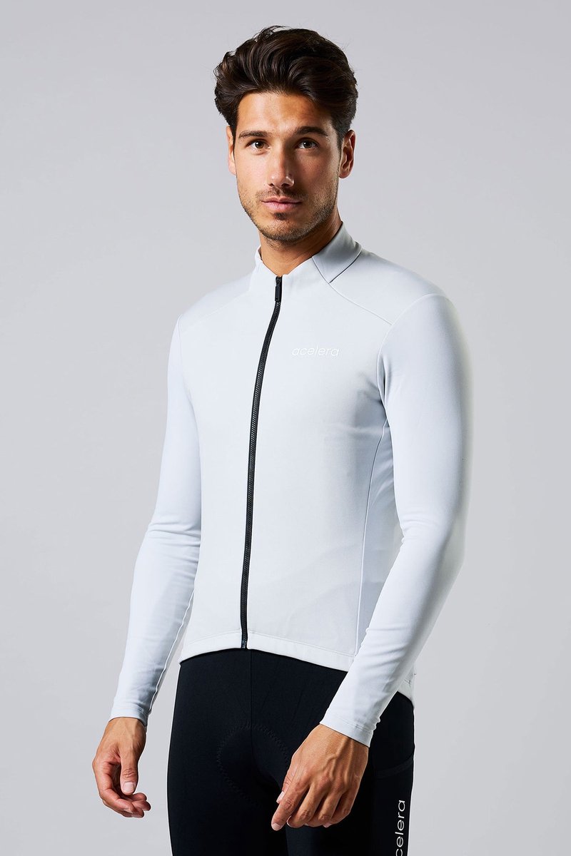 Acelera Intermediate Fleece Winter Jacket Ash Grey - Thermo - Fietsjack - Wielrenjack - Fietsjas - Heren - Fietsshirt Lange Mouwen- Maat S