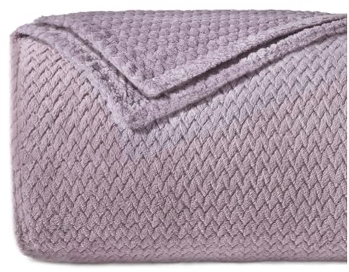 Banksprei met Chevron-patroon - Lichtroze - 220 x 240 cm - Zacht aanvoelend