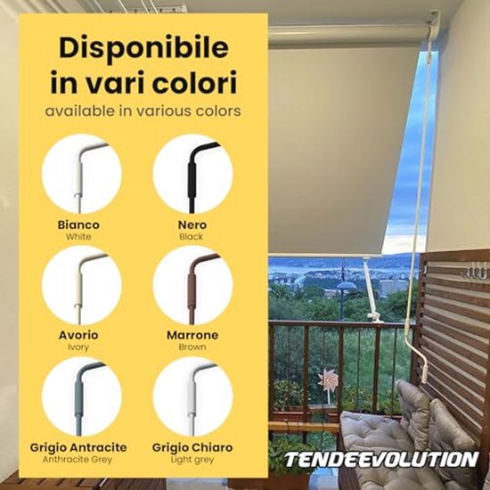 Ergonomische Bedieningsstang voor Zonneschermen - Gegalvaniseerd Staal, 1,5 cm Diameter, 100-250 cm Lengte, Zwart — afbeelding 3