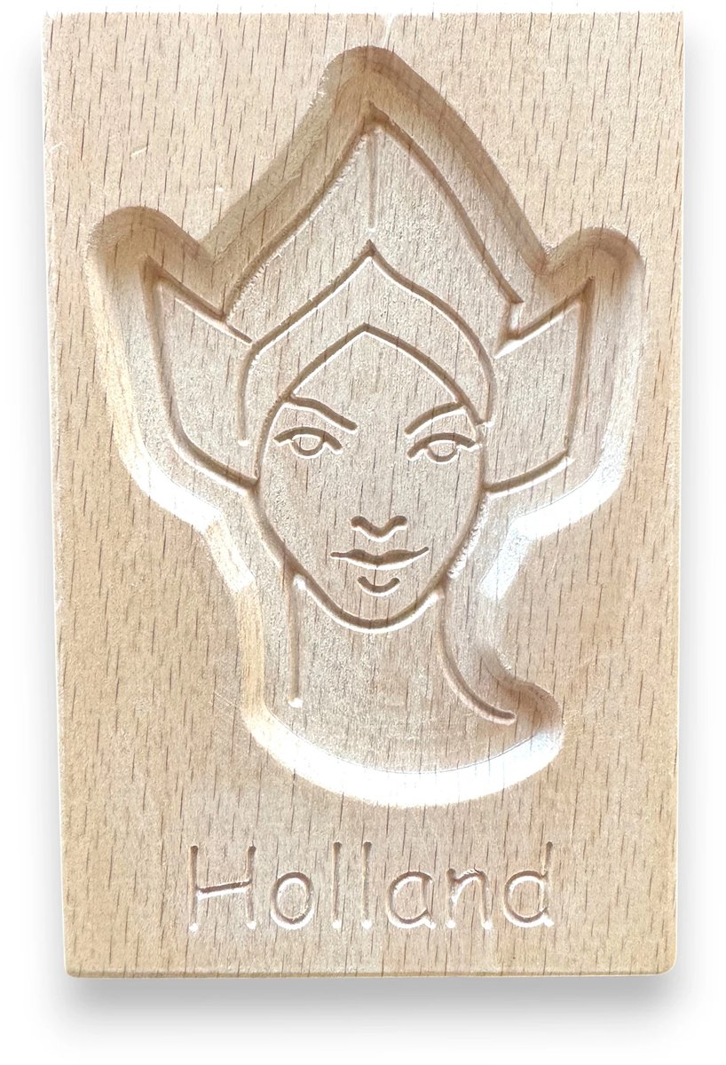 Hollandse speculaasplank met vrouw in klederdracht | Speculaasplank met vrouw in Volendamse klederdracht