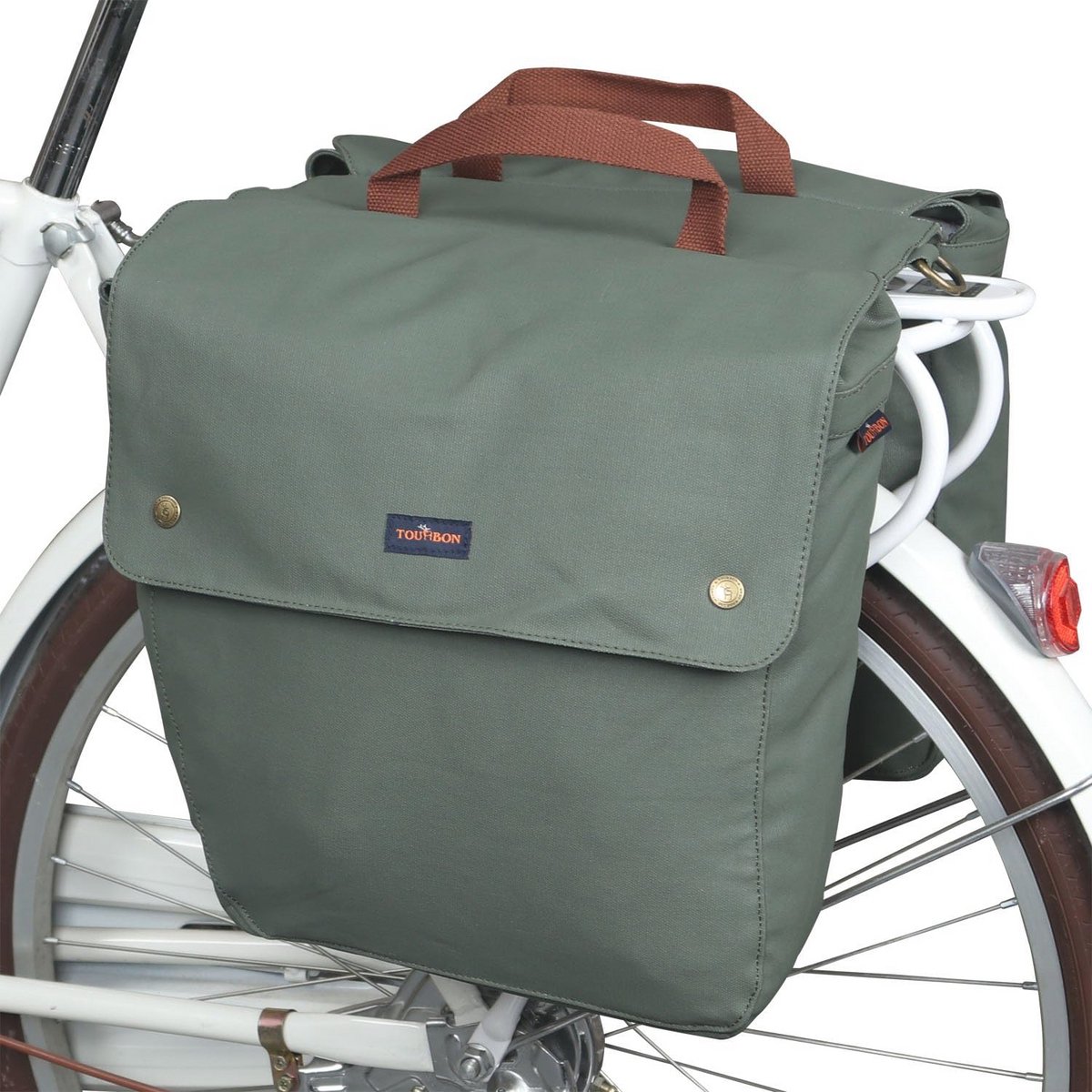 Dubbele Waterproof Fietstas Canvas voor Fietsen Achterrek - Rolbare Tas in Groen