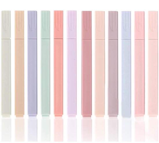 Ynkkvre – Markeerstiften – Fineliners – Markeerstift – Highlighters – Bijbel markers – Tekstmarker – 12 Pastelkleuren – Oogvriendelijk