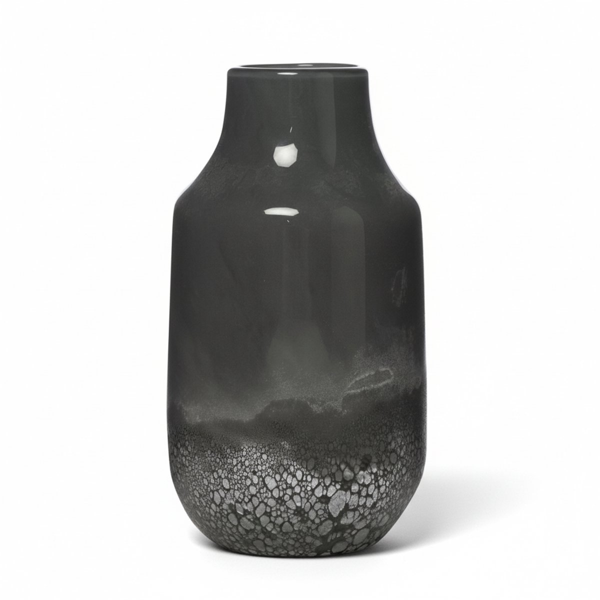 Vaas Atlas Donkergrijs Glas - Hoog & Rond met Ruwe Textuur