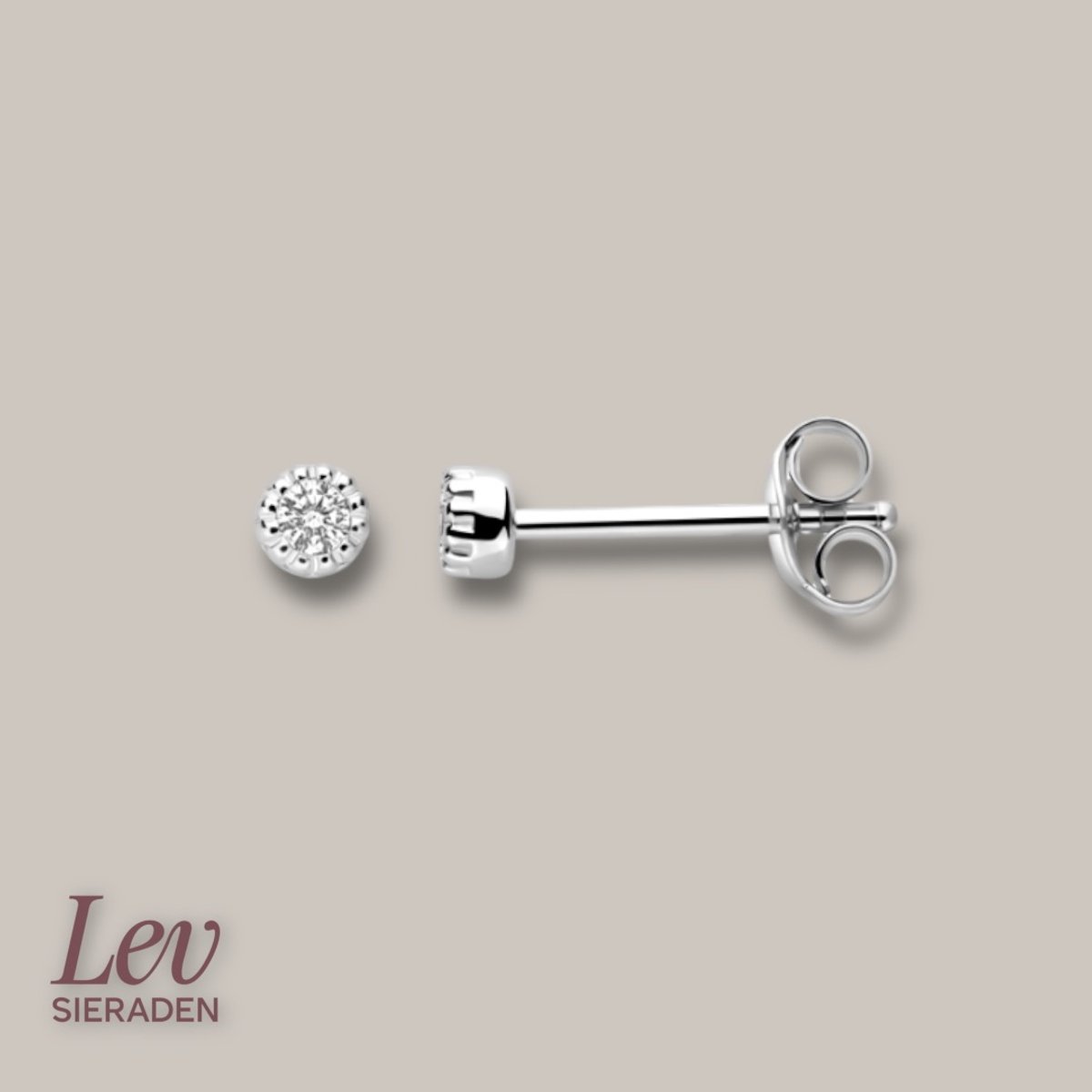 Lev Sieraden - 925 Zilver oorknoppen met Zirkonia steen - 3,5 mm - Dames oorbellen - per paar