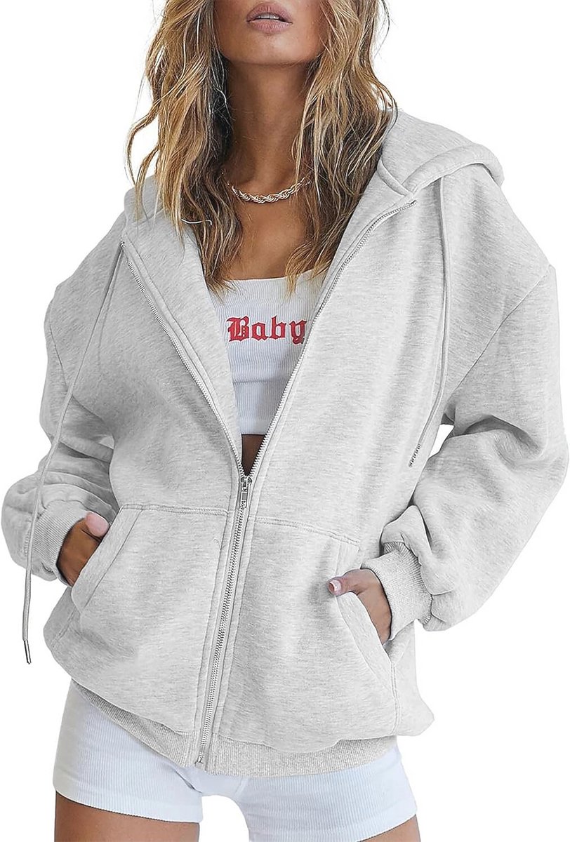 Hoodie voor Dames - Oversized Sweatjack met Ritssluiting