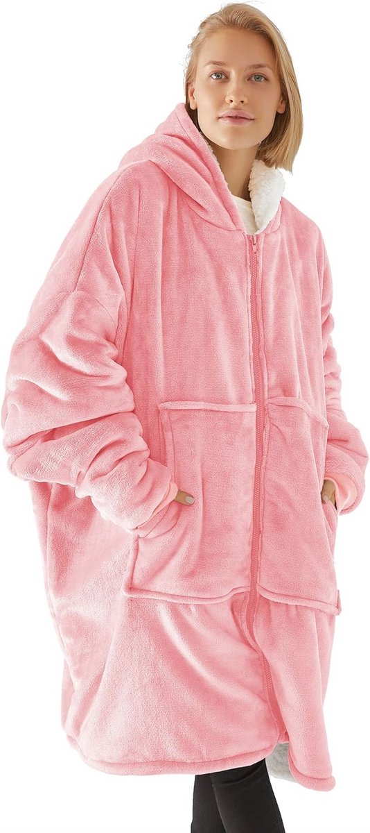 Oversized Deken Hoodie met Rits en Enorme Zak voor Dames en Heren