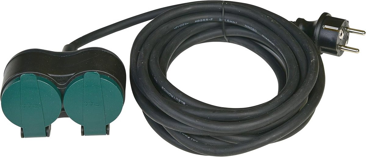 Verlengkabel 5 Meter Buiten - Stroomkabel met IP44 en 2-voudig Stopcontact