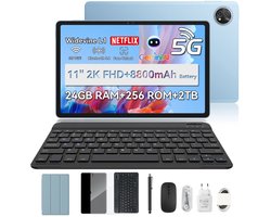 Blackview ZENO 10 Tablet - 5G AI Tablet - 24GB RAM - 256 GB ROM - 11 inch - 8800mAh - Met Toetsenbord(QWERTY), Beschermhoes, Muis, Stylus - Android 15 Tablet - Widevine L1 - GPS - Blauw