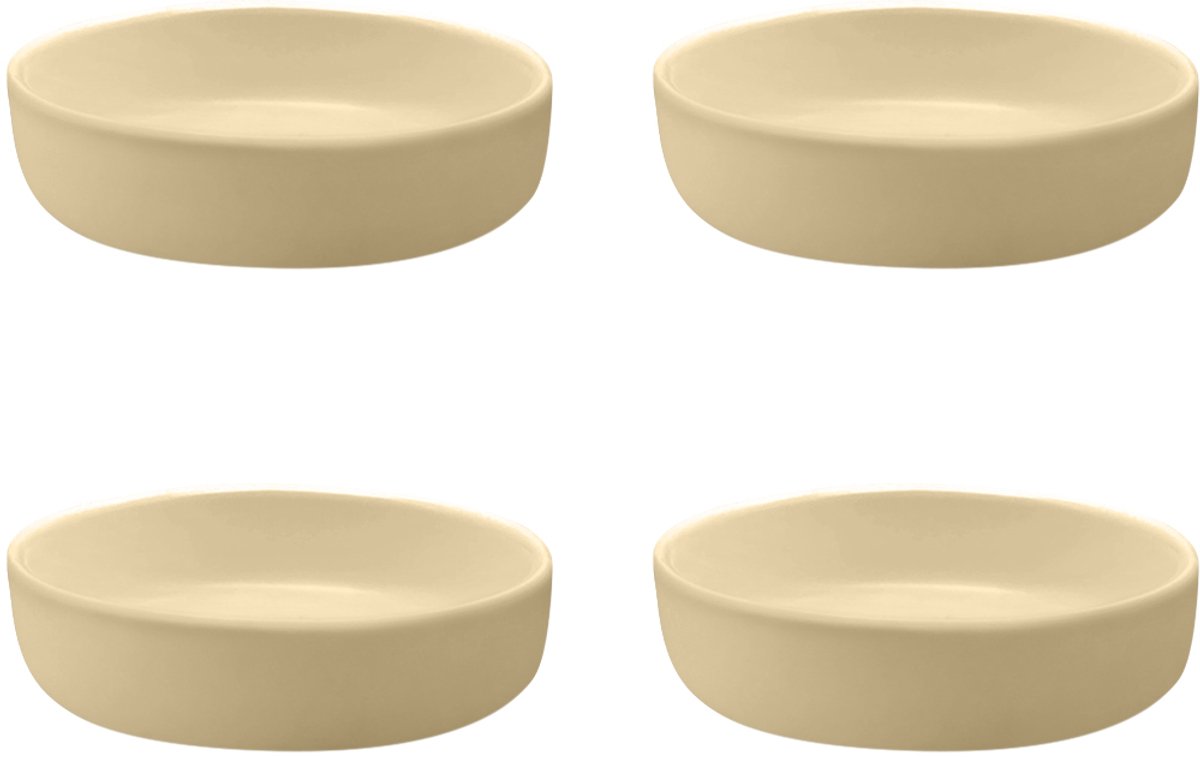 Purepeak Theezakjes Schoteltjes Set 4 Stuks - Sausbakjes - Borrel Schaaltjes - Beige - Theetip - Aperitiefschaaltjes - Theezakjeshouder