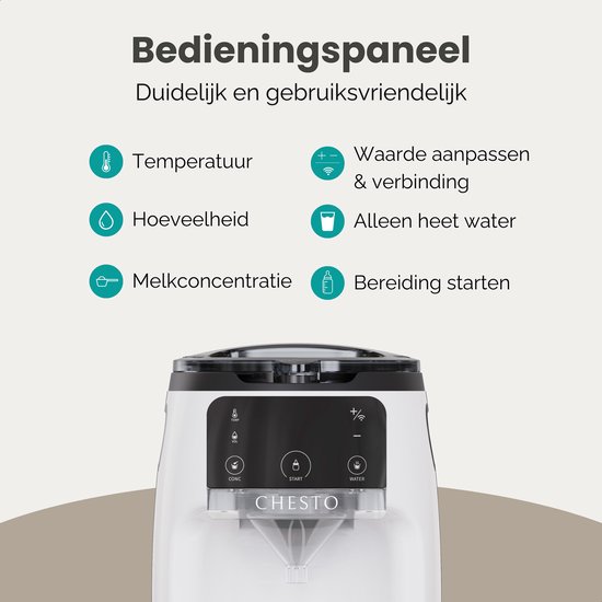 Chesto Baby - Automatische Baby Fles Maker - Formula Milk Maker - BPA-vrij - App-besturing van Merkloos — afbeelding 4