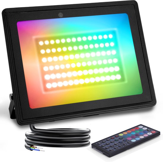 4 Pack Dimbare Outdoor Rgb Led Schijnwerper, Ip66 Waterdicht Met Afstandsbediening 16 Kleuren 4 Verlichtingsmodi Voor Buiten Buiten Buiten 50w