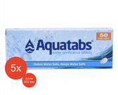 Aquatabs waterzuiveringstabletten, 50 tabletten van 8.5MG, 5x verpakking, zuivert 250 liter.