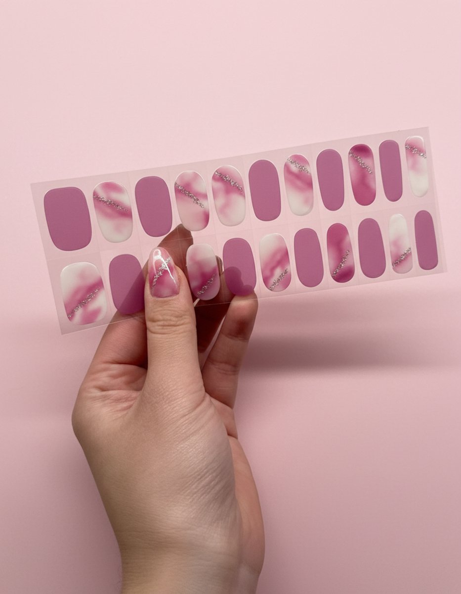 MISSI - Nagels - Nagelstickers - UV-vrije Gel Wraps - Nail Art - Zonder Droogtijd - 22 stickers - Pink sundae