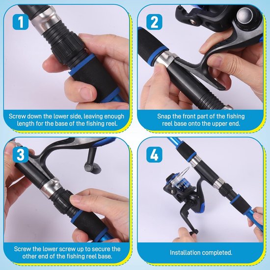 Hengelset Blauw - Vishengel Set Voor Beginners - Hengel van 1.8 Meter Inschuifbaar + Accessoires - Complete visset - met Volledige Kits Draagtas - voor Reizen Zoutwater Zoetwater - Vishengel - Vismolen — afbeelding 2