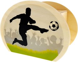 Houten Spaarpot met Voetbalprint - Handgemaakt Kindergeschenk voor Verjaardag