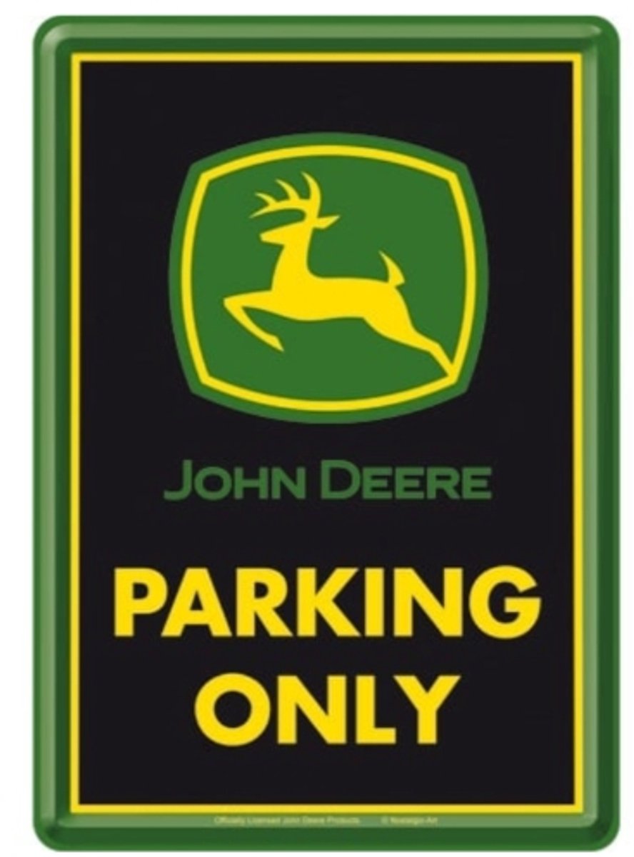 metal card John Deere parking only ansichtkaart 10x14 cm