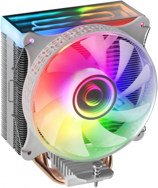 Foto: Krachtige cpu koeler wit met dubbele spiegel infinity argb en 4 hittepijpen