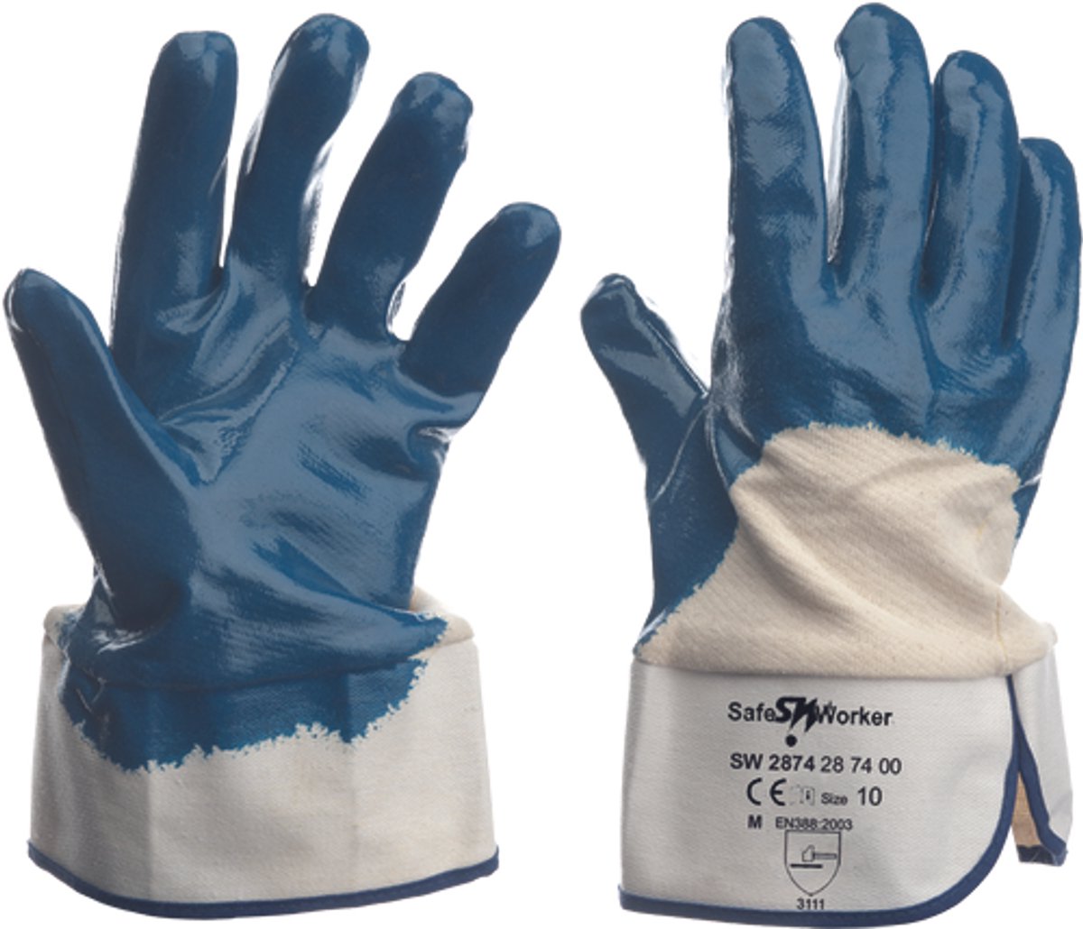 SafeWorker SW 2874 KATOEN NITRILE HALF GECOAT 01070098 - 12 stuks - Een Kleur - 10