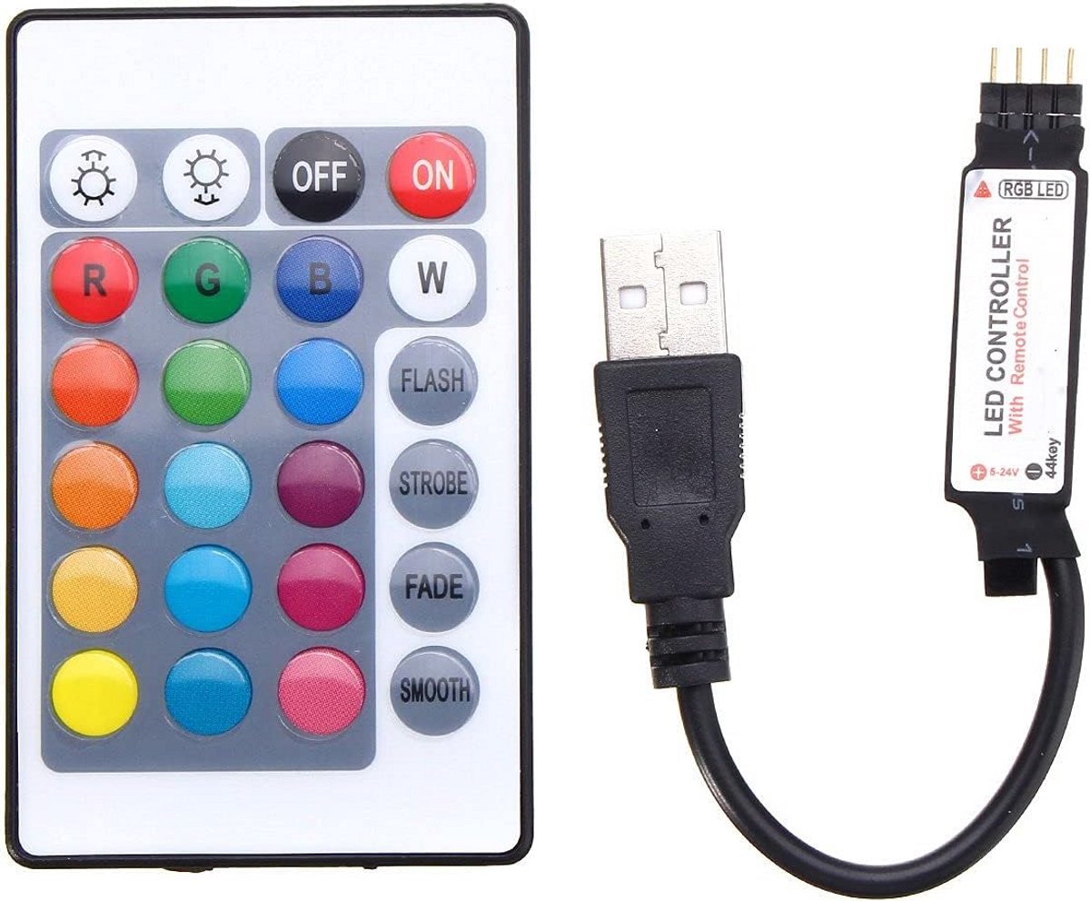 RGB LED Strip Controller met Afstandsbediening - 24 Knoppen voor 5050/3528 Lichtstrips