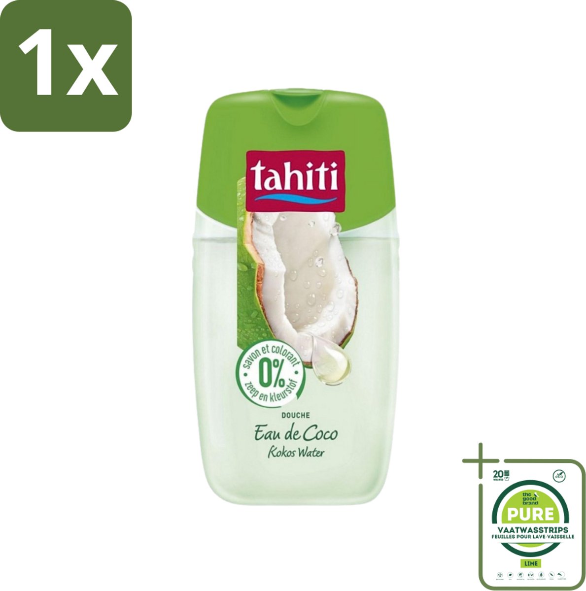 1 x Tahiti - Douchegel - Kokos Water - 0% Kleurstof - 250 ml - Douchegel - Kokos - Hydraterend - Zachte Huid - Tropische Geur