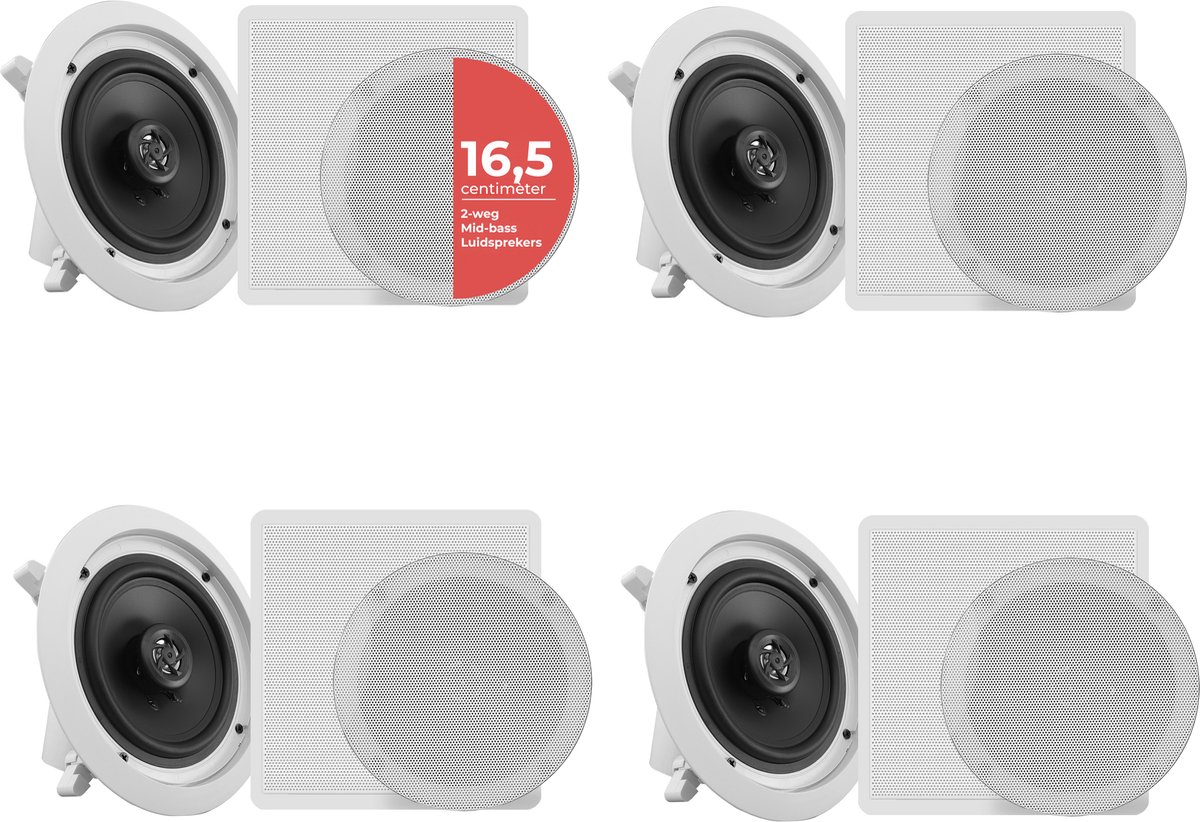 Pyle Luidsprekers, 4 Bluetooth Plafondluidprekers 200 Watt, Inbouwluidsprekers voor Thuis