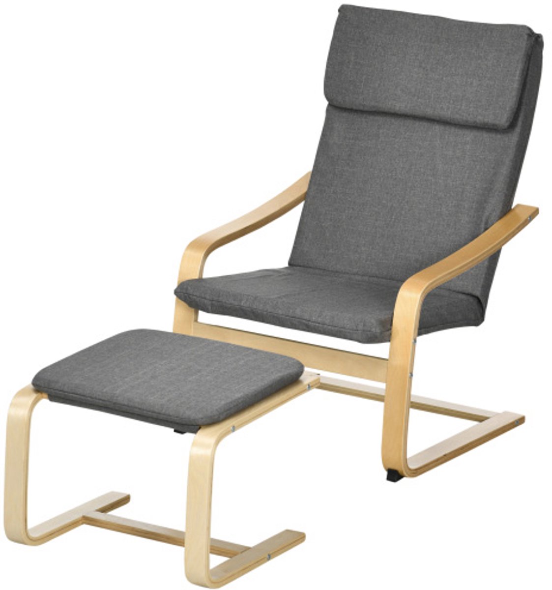 Relaxfauteuil met voetenbank, relaxstoel, armstoel, ligstoel, met hoofdsteun, eenvoudig mo