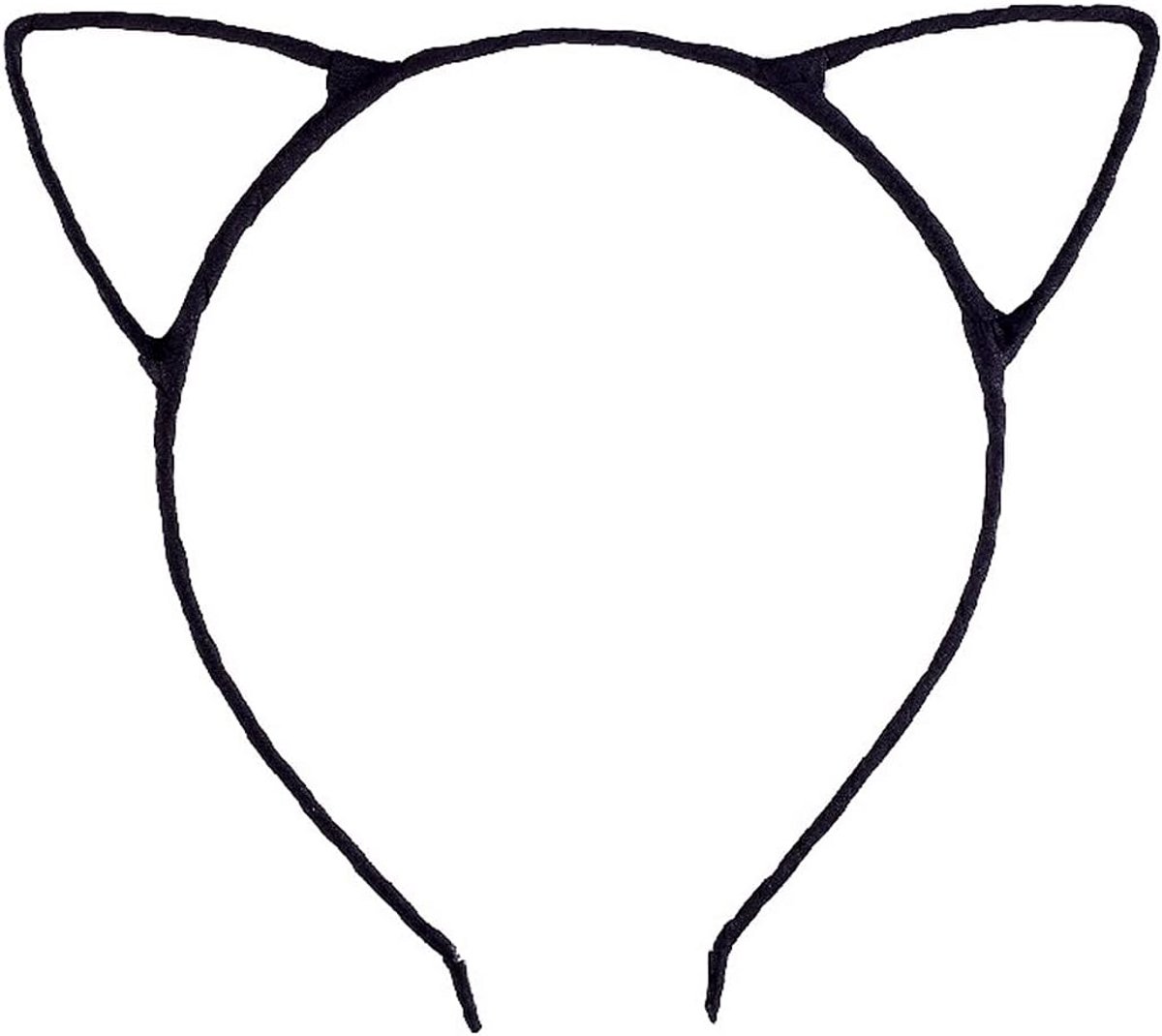 Zwarte Chiffon Kattenoren Hoofdband - Haaraccessoire voor Feestjes en Cosplay